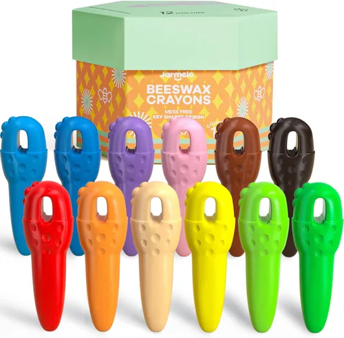 Crayones de cera de abeja sin desorden para niños pequeños, hechos con cera de abeja 100% pura (12 colores), primeros crayones jumbo no tóxicos