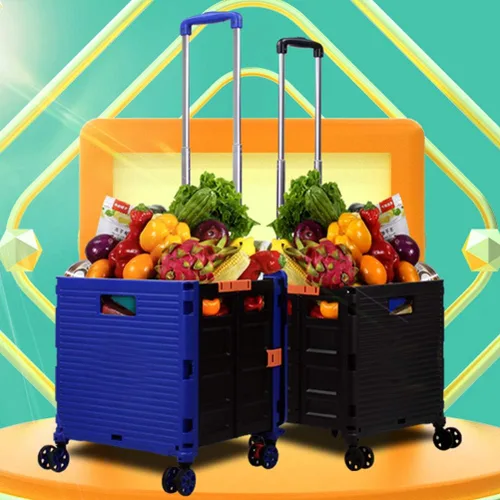 Miniatura 9 de Carrito de Utilidad Plegable Carrito de Mano Portátil con Caja de Ruedas Plegable con Tapa Resistente al Desgaste Silencioso Rueda Giratoria de 360°