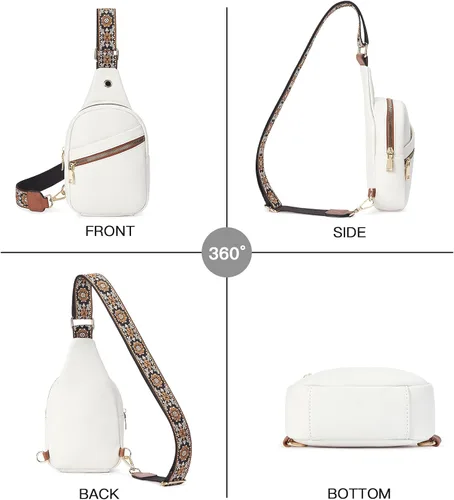 Miniatura 27 de Telena Bolso bandolera para mujer, bolso cruzado para mujer, cangurera de cuero vegano con correa ajustable