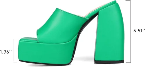 Miniatura 2 de Dsevht Sandalias de plataforma gruesa para mujer, sin cordones, puntera cuadrada, con tacón alto