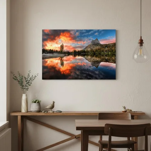 Miniatura 3 de Inpraradiso - Lienzo de Arte de Pared de Naturaleza: Cuadro Panorámico de Paisaje de Lago de Montaña, Árboles del Bosque, Impresión Artística