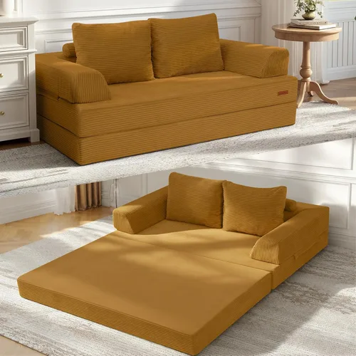 Miniatura 19 de COMAX Sofá cama futón, sofá cama convertible 4 en 1, sofás deshuesados para sala de estar, sofá biplaza plegable pequeño plegable que ahorra Gris