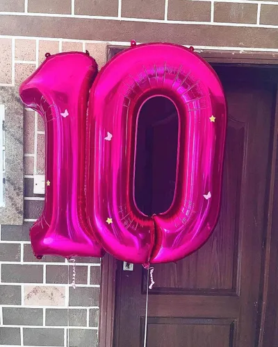 Miniatura 3 de Globo de 40 pulgadas color rosa intenso número 0 de gran tamaño Jumbo dígitos de aluminio Mylar globos de helio rosa brillante para fiesta