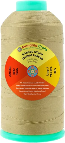 Miniatura 76 de Mandala Crafts - Hilo de nailon para coser cuero, tapicería, mezclilla y para trenzar el pelo; resistente, 1500 yardas, tamaño 69 T70 Marrón
