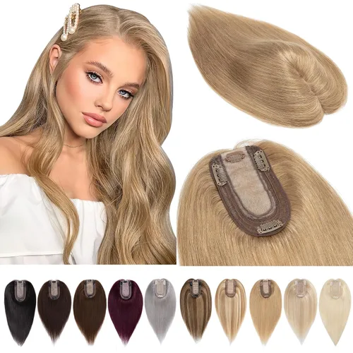 Miniatura 23 de SEGOHAIR Toppers de cabello humano real con flequillo, 2.8 x 5.1 in, base de seda con clip, piezas superiores de Wiglet añaden volumen, 6 pulgadas