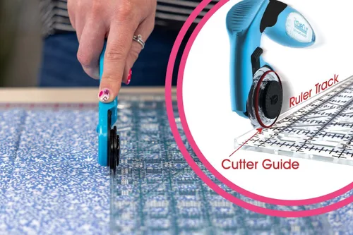 Miniatura 2 de TrueCut - Cortador giratorio recto – Cortador de ruedas ergonómico de 1.772 in para tela y manualidades – zurdo o diestro – Regla de guía y guía