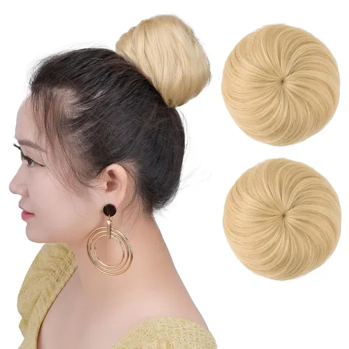 Miniatura 11 de Moños para el cabello, 2 unidades, color marrón, moño falso, para el lugar de trabajo, nupcial, boda, pelo updo para mujeres y abuelas
