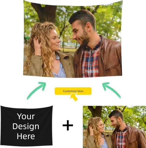 Miniatura 2 de Tapiz personalizado para cargar imágenes de boda, amor, recuerdo familiar, tapiz personalizado para el Día de la Madre, Día del Padre, tapiz
