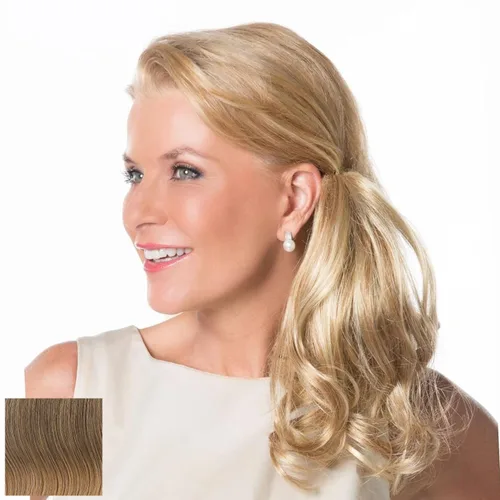 Miniatura 10 de Toni Brattin Playful Puf Hairpiece – Negro 10.5 pulgadas largo ondulado rizado postizo de clip hecho de fibra sintética resistente al calor