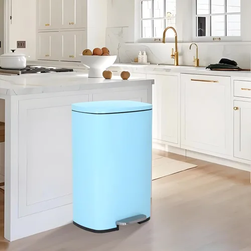 Miniatura 8 de Bote de basura automático sin contacto de 13 galones, con tapa, azul, polipropileno, sensor de movimiento