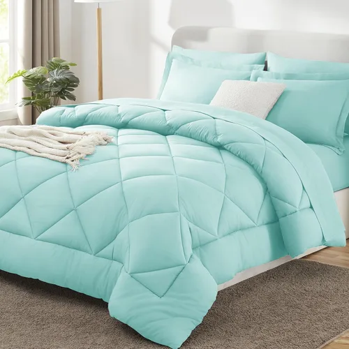 Miniatura 18 de CozyLux Juego de ropa de cama con edredón tamaño King color marrón - Juego de 7 piezas en una bolsa, juego de cama suave de lujo para todas