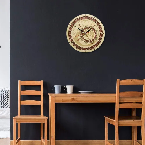 Miniatura 9 de The Geeky Days Reloj astronómico de Praga en madera República Checa Astronomía medieval Arte de pared Astrología Reloj decorativo de pared Obra