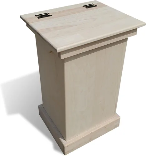 Miniatura 10 de Peaceful Classics Gabinete de Bote de Basura de Madera - Acabado Pewter, Capacidad de 36 Cuartos, Madera de Pino Artesanal Amish, Diseño de Tapa