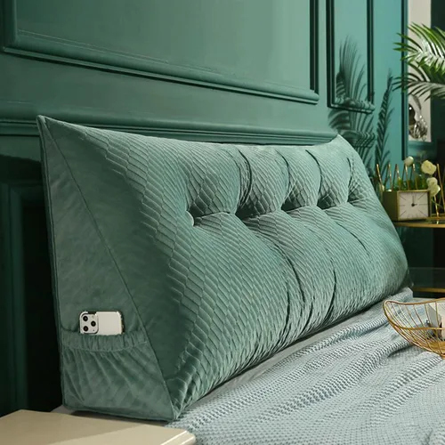 Miniatura 10 de Almohada triangular para cabecero, cojín triangular de color sólido, almohada grande de cuña para sofá cama, respaldo de dormitorio con funda de Azul