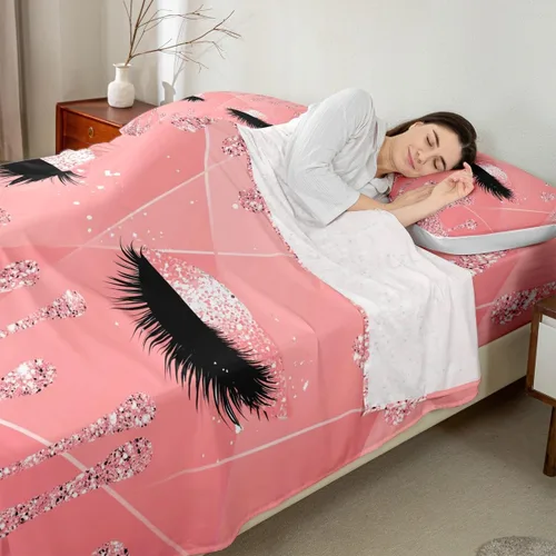 Miniatura 3 de Feelyou Sábanas de cama de lujo para niñas, juego de ropa de cama de lujo para niñas, juego de ropa de cama rosa jade ultra suave decoración