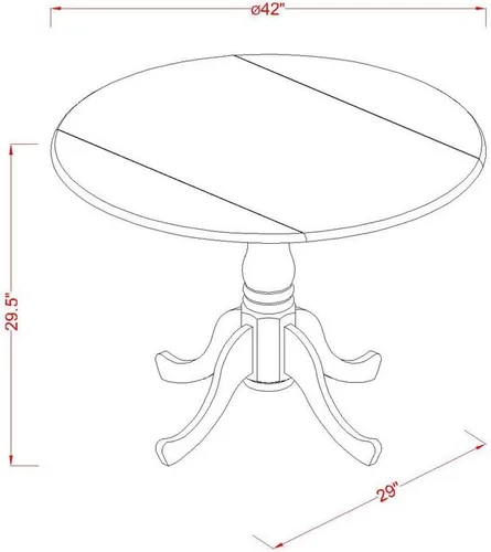 Miniatura 6 de East West Furniture DLNO3-BCH-W Juego de mesa de comedor de 3 piezas contiene una mesa de comedor redonda con gotas y 2 sillas de asiento de madera