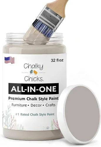 Miniatura 177 de Chalky Chicks - Pintura mate a la tiza, no requiere lijado, 4 onzas líquidas, color gris oscuro (Gun Metal Gray), para muebles, pintura sin Gris