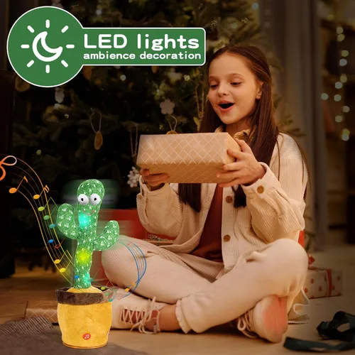 Miniatura 6 de Juguete de cactus que habla bailando para bebés, niños y niñas, juguete de grabación que imita el canto repite lo que dices, regalo musical