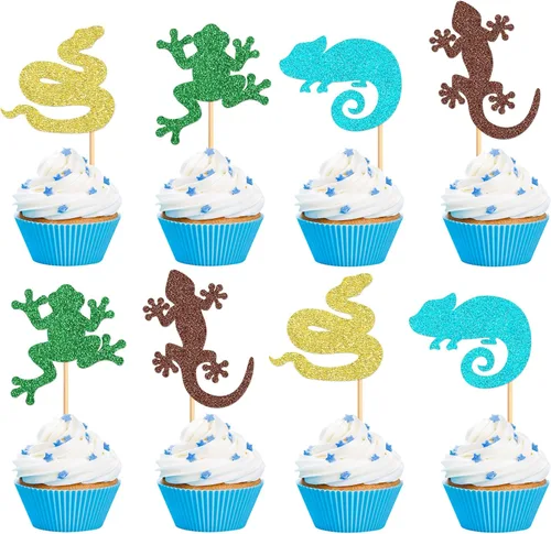 Miniatura 16 de Ercadio Paquete de 32 adornos para cupcakes de conejo, selecciones de cupcakes de animales salvajes, decoraciones de cumpleaños para baby shower