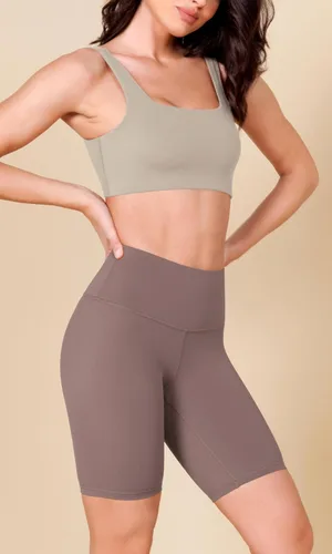Miniatura 2 de ODODOS ODLEX - Paquete de 2 pantalones cortos de entrenamiento de cintura alta para mujer, pantalones cortos de entrenamiento de 6 y 8 pulgadas