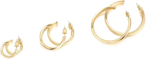 Miniatura 3 de PAVOI Aretes de aro chapados en oro de 14 quilates para mujer, aretes de aro de oro infinito de 0.079 pulgadas de grosor, aretes de bucle chapados