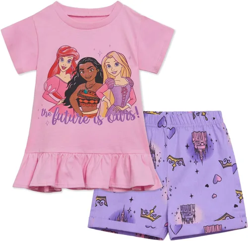 Miniatura 7 de Conjunto de camiseta floral y pantalones cortos de sarga Disney para bebés hasta niños grandes, tallas de 12 meses a 14-16