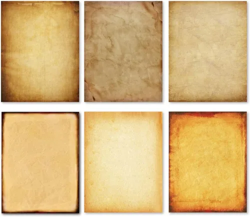 Paquete de 60 papeles de papelería antiguos – Diseño clásico clásico vintage variado – Papel pergamino de doble cara – Perfecto para certificados,