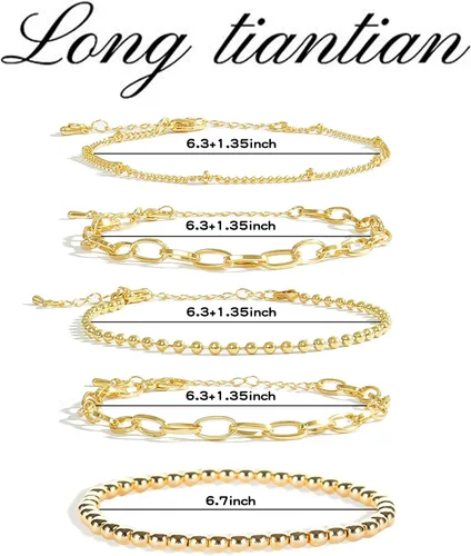 Miniatura 155 de Long tiantian Pulsera de oro gruesa para mujer, pulseras de oro delicadas, pulseras para mujer, pulseras apilables de eslabones de cadena