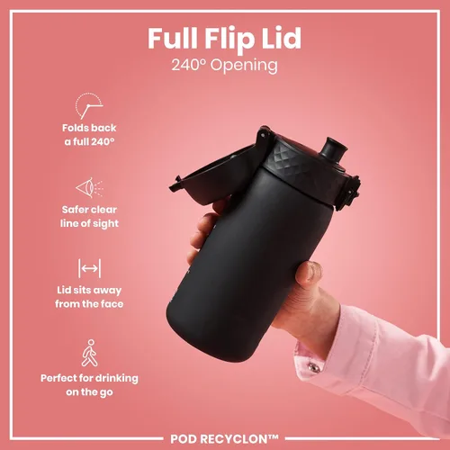 Miniatura 4 de Ion8 Botella de agua pequeña, 350 ml/12 oz, a prueba de fugas, fácil de abrir, cierre seguro, apta para lavavajillas, libre de BPA, asa de Azul