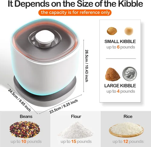 Miniatura 3 de CTIME Envase hermético para comida de gato y golosinas para mascotas pequeñas y comida seca para perros y pájaros - 2.7 kg (Blanco)