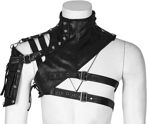 Miniatura 2 de gzqirun Cinturón para hombre con arnés de pecho Steampunk de cuero PU armaduras de hombro soldado gótico mujer Moto y brazo bolsa hombres