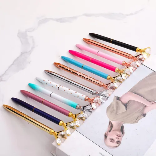 Miniatura 5 de Oddmoal Bolígrafos de diamantes divertidos y elegantes para mujer, bolígrafos de metal brillante, tinta negra, 12 unidades (colores mezclados)