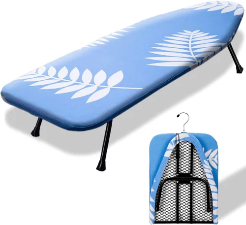Miniatura 19 de SheeChung Tabla de Planchar Pequeña de Mesa 32" L x 12" A, Tabla de Planchar Plegable con Descanso para Plancha, Base de Metal de Malla, Funda