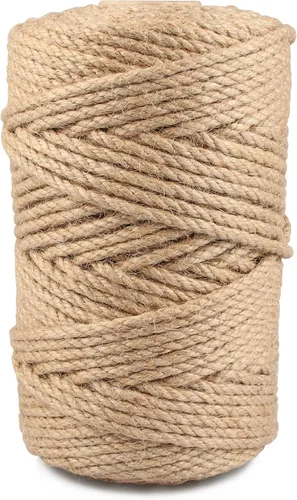 Miniatura 24 de Cordón de algodón macramé 5mmx109 yardas 4 hebras, Munzong Natural hecho a mano 4 cuerdas de algodón trenzadas para colgar en la pared, tejido