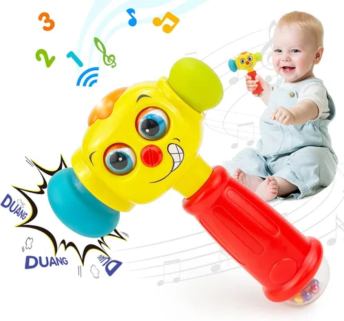 HOLA Juguetes para regalo de cumpleaños de niño de 1 año, juguete de martillo para bebés de 12 a 18 meses, juguetes musicales para niños pequeños de