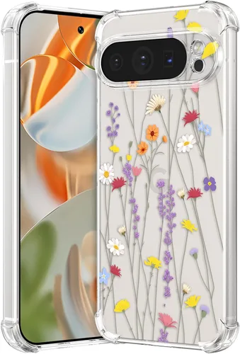 Miniatura 18 de RALEAVO - Funda floral para Google Pixel 7a, funda transparente con hojas y flores, diseño delgado y lindo para niñas y mujeres, cubierta de Verde