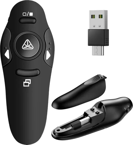 Clicker Remoto de Presentación, Presentador Inalámbrico para Presentación de PowerPoint, RF 2.4GHz USB para Mac, Keynote, Computadora, Laptop