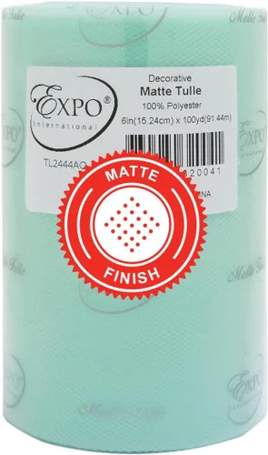 Expo International Tul mate decorativo, rollo/carrete de 6 x 100 yardas, tela de tul de poliéster ligera para tutús, disfraces y decoraciones de
