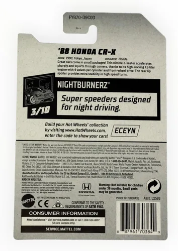 Miniatura 2 de Hot Wheels 2019 Nightburnerz '88 Honda CR-X 49/250, rojo