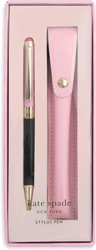 Kate Spade New York Lápiz óptico para pantallas táctiles, bolígrafo de metal con tinta negra y bolsa de almacenamiento, bloque de color
