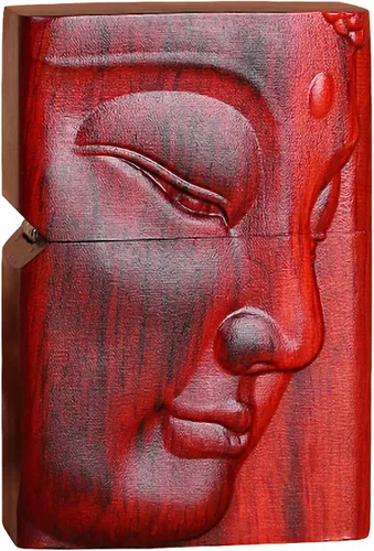 Miniatura 26 de Carcasa exterior de palisandro Huanghuali natural tallado para módulo Zippo (1000 brazos Avalokiteshvara de la diosa 3#)