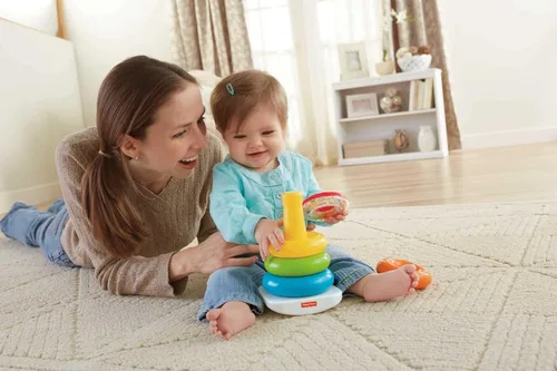 Miniatura 2 de Fisher-Price Juego de bloques y juguete Rock-a-Stack para bebés, juego de 10 formas y anillos para apilar para el desarrollo, para niños de 6+ meses