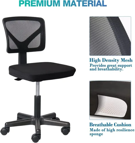 Miniatura 5 de AFO Silla de oficina en casa, silla de escritorio ergonómica, silla de computadora pequeña, ergonómica, ajustable, sin brazos, pequeña silla