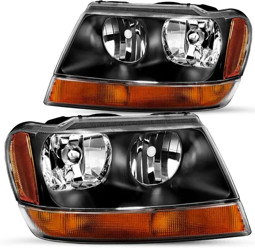 Miniatura 10 de JSBOYAT Conjunto de faros delanteros compatible con Jeep Grand Cherokee 99-04 halógeno de repuesto original para el lado del conductor y del Carcasa