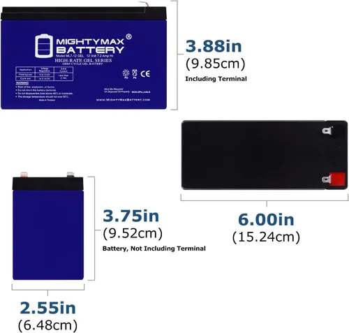 Miniatura 2 de Mighty Max Battery Batería de repuesto GEL F1 de 12V 7AH compatible con Power Kingdom PS7-12