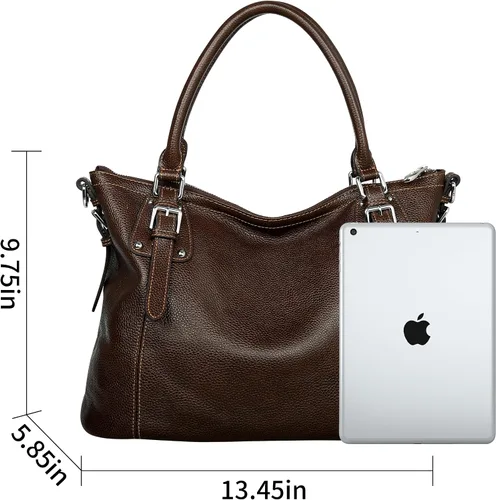 Miniatura 3 de HESHE - Carteras y bolsos de cuero genuino para mujer, bolso de mano, bolso de hombro, bolso de asa superior, bolso cruzado, bolso tipo morral