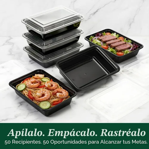 Miniatura 8 de Glotoch Contenedores de preparación de comidas de 32 onzas, paquete de 50 (100 piezas) con tapas, recipientes de plástico para almacenamiento