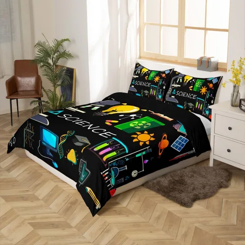 Miniatura 5 de Erosebridal Juego de ropa de cama con temática científica tamaño individual para niños y niñas, adolescentes, regalos de regreso a clases, funda