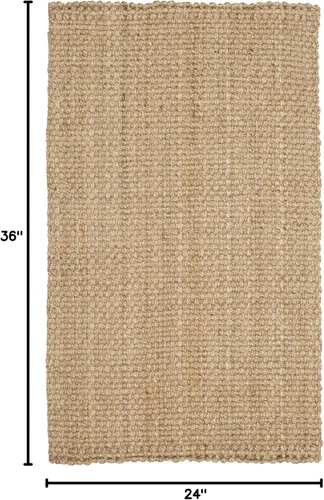 Miniatura 2 de SAFAVIEH Alfombra de área de 2 x 3 pulgadas, colección de fibra natural, marrón natural, yute hecho a mano, diseño de tejido de canasta (NF401A)