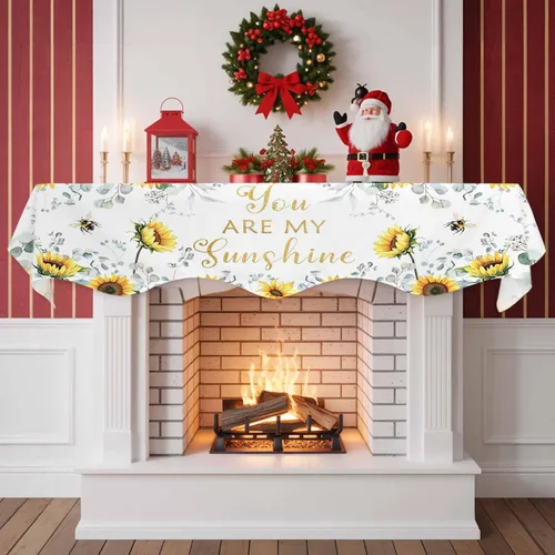 Miniatura 2 de Funda para bufanda de chimenea de eucalipto, girasol, mantel superior, bufanda para Navidad, Halloween, Acción de Gracias, otoño, decoración